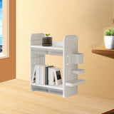 Maxbell Book Display Shelf Practical Bookshelf Bookcase for Kitchen Bedroom Sundries White 2 Layer