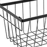 Maxbell 3Pcs Freezer Storage Basket with Foldable Handles Storage Rack for Farmhouse Black