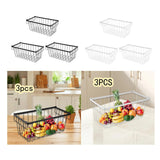 Maxbell 3Pcs Freezer Storage Basket with Foldable Handles Storage Rack for Farmhouse Black