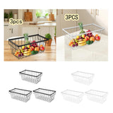Maxbell 3Pcs Freezer Storage Basket with Foldable Handles Storage Rack for Farmhouse Black