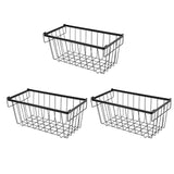 Maxbell 3Pcs Freezer Storage Basket with Foldable Handles Storage Rack for Farmhouse Black
