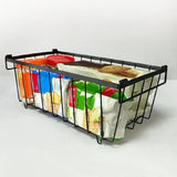 Maxbell 3Pcs Freezer Storage Basket with Foldable Handles Storage Rack for Farmhouse Black