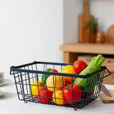 Maxbell 3Pcs Freezer Storage Basket with Foldable Handles Storage Rack for Farmhouse Black