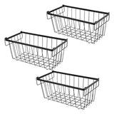 Maxbell 3Pcs Freezer Storage Basket with Foldable Handles Storage Rack for Farmhouse Black