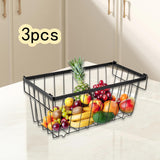 Maxbell 3Pcs Freezer Storage Basket with Foldable Handles Storage Rack for Farmhouse Black
