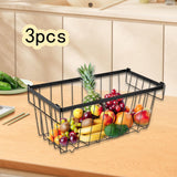 Maxbell 3Pcs Freezer Storage Basket with Foldable Handles Storage Rack for Farmhouse Black
