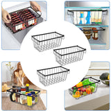 Maxbell 3Pcs Freezer Storage Basket with Foldable Handles Storage Rack for Farmhouse Black