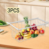 Maxbell 3Pcs Freezer Storage Basket with Foldable Handles Storage Rack for Farmhouse White