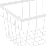 Maxbell 3Pcs Freezer Storage Basket with Foldable Handles Storage Rack for Farmhouse White