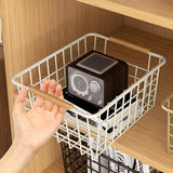 Maxbell Iron Storage Basket Multipurpose Metal Storage Bin for Cabinets Home Bedroom White 36cmx25cmx16cm