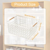 Maxbell Iron Storage Basket Multipurpose Metal Storage Bin for Cabinets Home Bedroom White 36cmx25cmx16cm