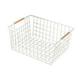 Maxbell Iron Storage Basket Multipurpose Metal Storage Bin for Cabinets Home Bedroom White 36cmx25cmx16cm