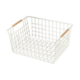Maxbell Iron Storage Basket Multipurpose Metal Storage Bin for Cabinets Home Bedroom White 36cmx25cmx16cm