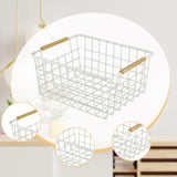 Maxbell Iron Storage Basket Multipurpose Metal Storage Bin for Cabinets Home Bedroom White 36cmx25cmx16cm