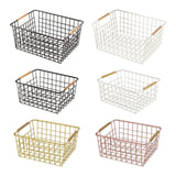Maxbell Iron Storage Basket Multipurpose Metal Storage Bin for Cabinets Home Bedroom White 36cmx25cmx16cm