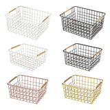 Maxbell Iron Storage Basket Multipurpose Metal Storage Bin for Cabinets Home Bedroom White 36cmx25cmx16cm