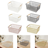 Maxbell Iron Storage Basket Multipurpose Metal Storage Bin for Cabinets Home Bedroom White 36cmx25cmx16cm