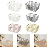 Maxbell Iron Storage Basket Multipurpose Metal Storage Bin for Cabinets Home Bedroom White 36cmx25cmx16cm
