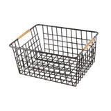 Maxbell Iron Storage Basket Multipurpose Metal Storage Bin for Cabinets Home Bedroom Black 36cmx25cmx16cm