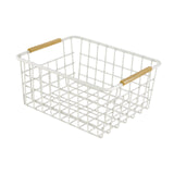Maxbell Iron Storage Basket Multipurpose Metal Storage Bin for Cabinets Home Bedroom White 28x17.5x12cm