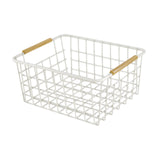 Maxbell Iron Storage Basket Multipurpose Metal Storage Bin for Cabinets Home Bedroom White 28x17.5x12cm