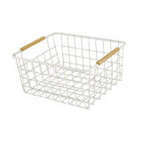 Maxbell Iron Storage Basket Multipurpose Metal Storage Bin for Cabinets Home Bedroom White 28x17.5x12cm