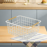 Maxbell Iron Storage Basket Multipurpose Metal Storage Bin for Cabinets Home Bedroom White 28x17.5x12cm
