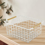 Maxbell Iron Storage Basket Multipurpose Metal Storage Bin for Cabinets Home Bedroom White 28x17.5x12cm