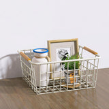 Maxbell Iron Storage Basket Multipurpose Metal Storage Bin for Cabinets Home Bedroom White 28x17.5x12cm