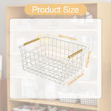 Maxbell Iron Storage Basket Multipurpose Metal Storage Bin for Cabinets Home Bedroom White 28x17.5x12cm