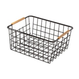 Maxbell Iron Storage Basket Multipurpose Metal Storage Bin for Cabinets Home Bedroom Black 28x17.5x12cm