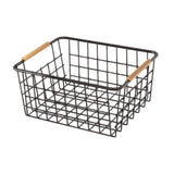 Maxbell Iron Storage Basket Multipurpose Metal Storage Bin for Cabinets Home Bedroom Black 28x17.5x12cm