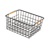 Maxbell Iron Storage Basket Multipurpose Metal Storage Bin for Cabinets Home Bedroom Black 28x17.5x12cm