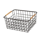 Maxbell Iron Storage Basket Multipurpose Metal Storage Bin for Cabinets Home Bedroom Black 28x17.5x12cm