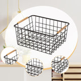 Maxbell Iron Storage Basket Multipurpose Metal Storage Bin for Cabinets Home Bedroom Black 28x17.5x12cm