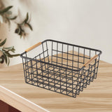 Maxbell Iron Storage Basket Multipurpose Metal Storage Bin for Cabinets Home Bedroom Black 28x17.5x12cm