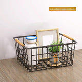 Maxbell Iron Storage Basket Multipurpose Metal Storage Bin for Cabinets Home Bedroom Black 28x17.5x12cm
