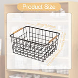 Maxbell Iron Storage Basket Multipurpose Metal Storage Bin for Cabinets Home Bedroom Black 28x17.5x12cm