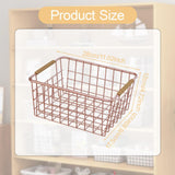Maxbell Iron Storage Basket Multipurpose Metal Storage Bin for Cabinets Home Bedroom RoseGold28x17.5x12cm