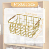 Maxbell Iron Storage Basket Multipurpose Metal Storage Bin for Cabinets Home Bedroom Gold 28x17.5x12cm