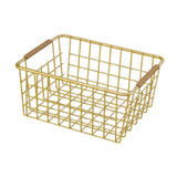 Maxbell Iron Storage Basket Multipurpose Metal Storage Bin for Cabinets Home Bedroom Gold 28x17.5x12cm