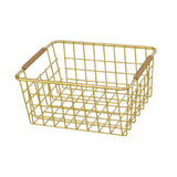 Maxbell Iron Storage Basket Multipurpose Metal Storage Bin for Cabinets Home Bedroom Gold 28x17.5x12cm
