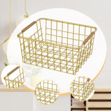 Maxbell Iron Storage Basket Multipurpose Metal Storage Bin for Cabinets Home Bedroom Gold 28x17.5x12cm