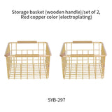 Maxbell Iron Storage Basket Multipurpose Metal Storage Bin for Cabinets Home Bedroom Gold 28x17.5x12cm