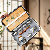 Maxbell Portable Travel Tea Set with Tray Clip Teapot Set for Household Office Party