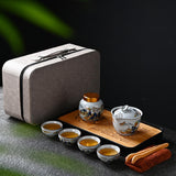 Maxbell Portable Travel Tea Set with Tray Clip Teapot Set for Household Office Party