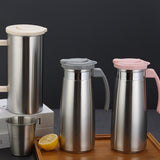 Maxbell Stainless Steel Water Pitcher Wide Mount Water Bottle for Home White Lid