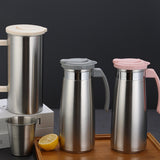 Maxbell Stainless Steel Water Pitcher Wide Mount Water Bottle for Home Pink Lid