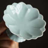 Maxbell Ceramic Footed Plate Countertop Pedestal Bowl for Events Family Coffee Table cyan blue