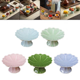 Maxbell Ceramic Footed Plate Countertop Pedestal Bowl for Events Family Coffee Table cyan blue